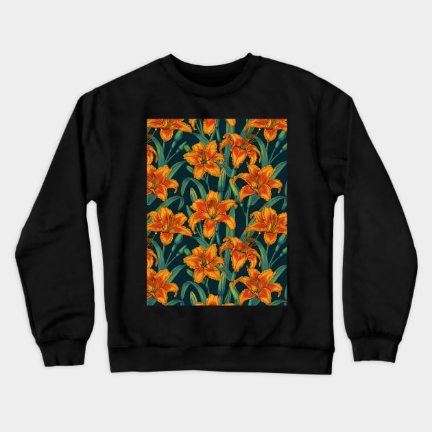 Orange lily flowers Crewneck Sweatshirt by katerinamk